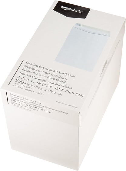 Amazon Basics Catalog Mailing Envelopes, Peel and Seal, 9" x 12", Brown Kraft, 100-Pack