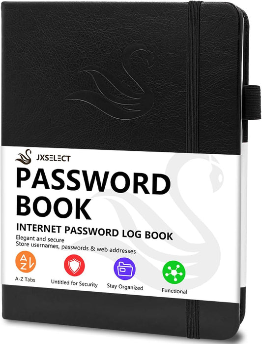 Elegant Password Book with Alphabetical Tabs - Hardcover Password Book for Internet Website Address Login - 5.2" x 7.6" Password Keeper and Organizer w/Notes Section & Back Pocket (Turquoise)