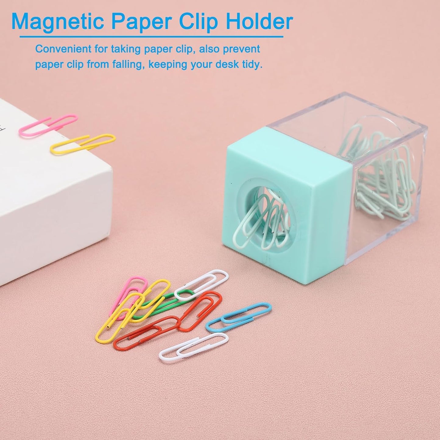 PATIKIL Magnetic Paper Clip Holder Dispenser, Large Capacity Paper Clip Organizers with Magnetic Top for Desk Supplies, Office, Classroom, Home, Purple
