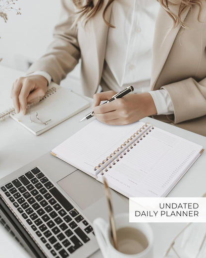 ZICOTO Aesthetic Daily Planner And Notebook With Hourly Schedule - Aesthetic Spiral To do List Notepad For Work/Home to Organize Tasks And Appointments - Stylish School/Office Supplies Book For Women