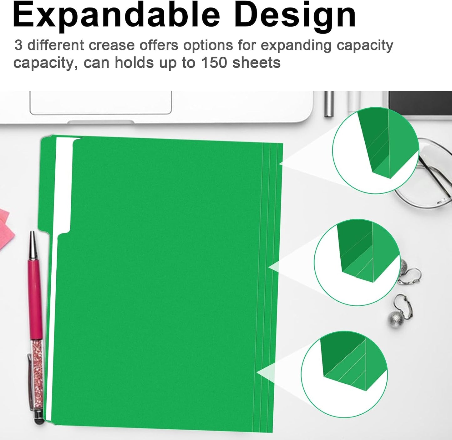File Folder, RAZCC 150 Pack 1/3 Cut Tab File Folders Letter Size, Manila Folders, Folders with Tab, Great for Organizing and Easy File Storage