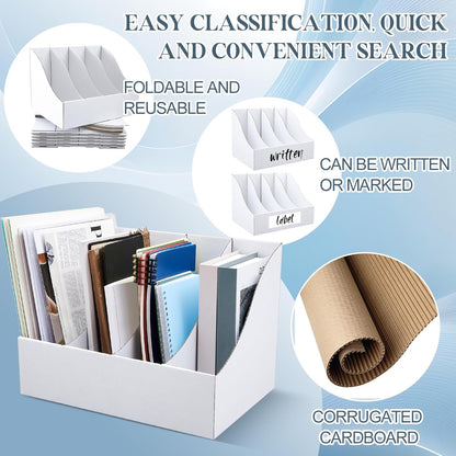 3 Pack Cardboard Magazine File Holders 12 Grids Vertical Book Bins 10.6'' x 10.2'' x 14'' Magazine Document Storage Box for Desk Shelves Home Office Classroom Library Use (Black)