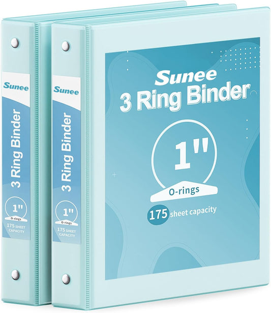 SUNEE 3 Ring Binder 3 Inch 2 Pack, Clear View Binder Three Ring PVC-Free (Fit 8.5x11 Inches) for School or Office Supplies, Pink