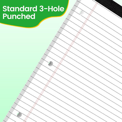 3 Hole Legal Pad 8.5 x 11, 3 Pack White Note Pads, Notebook Paper Wide Ruled, Writing Paper Pads, Notepads with Binder Holes, Lined Paper 8.5x11, Ideal for School, Home, Office, 30 Sheets/Pack