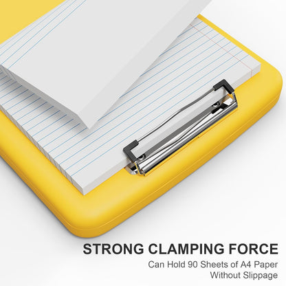 Plastic Clipboard with Storage, 8.5 x 11 Storage Organization Box Side-Opening, Heavy Duty Clip Board with Pen Holder and Paper Folder for Nurses, Teachers, Office & School Supply, Orange