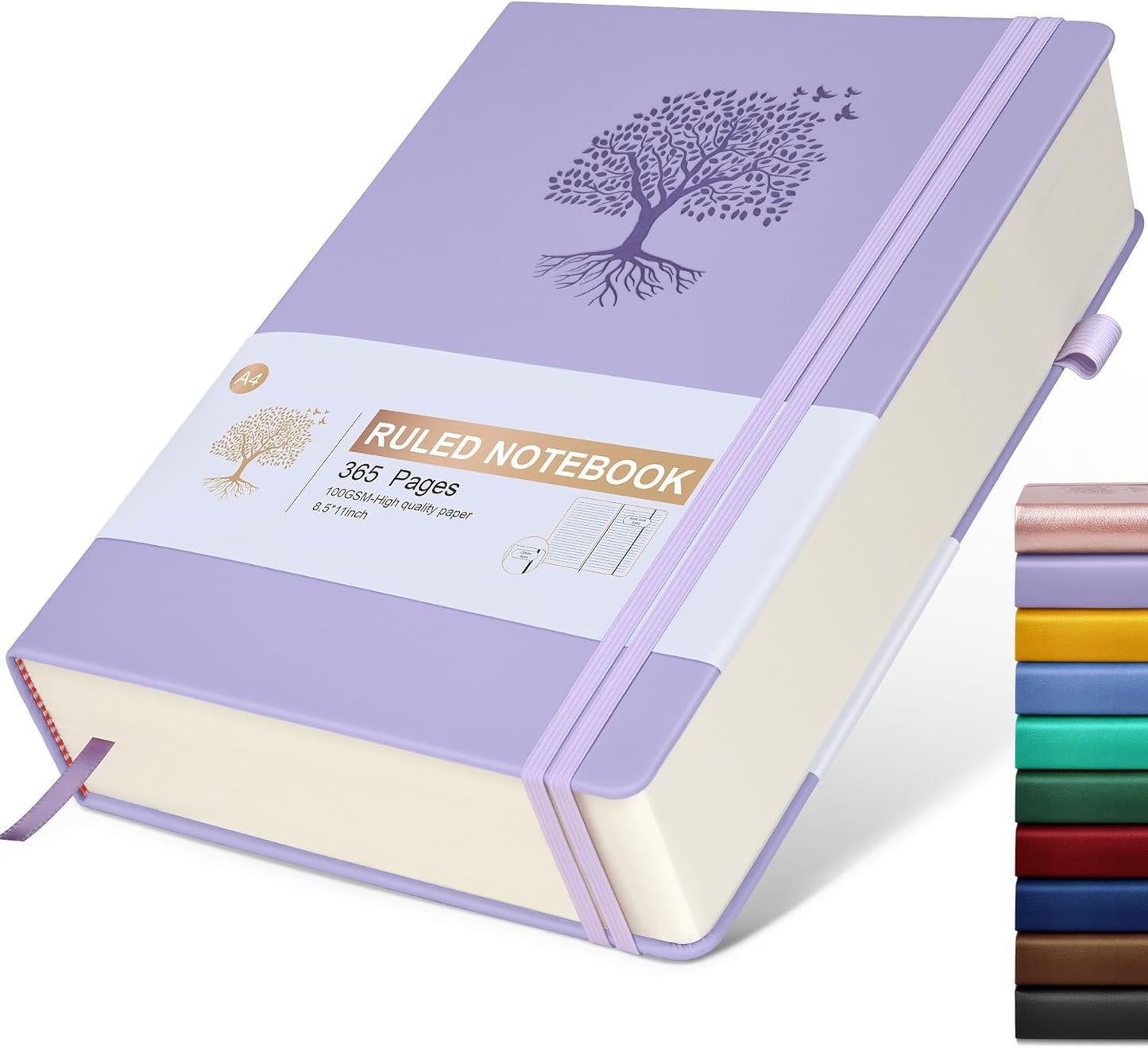Lined Journal Notebook -365 Pages A5 Thick Journals for Writing Ruled Notebook, Hardcover Leather Journal for Women Men Daily Journal Notebook for Work, Note Taking, 100Gsm Lined Paper( 5.75'' X 8.38'' Green)