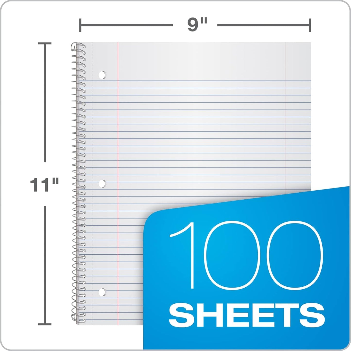 Oxford Spiral Notebook 8.5 X 11, College Ruled, 1 Subject, Water Resistant Cover, 100 Sheets - Pack of 4