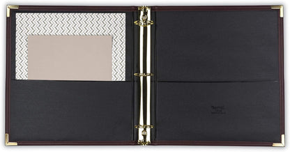 Samsill Classic Collection Leather 3 Ring Binder, Executive Presentation Portfolio, 0.5 Inch (Holds 100 Sheets), Brass Round Ring, Burgundy
