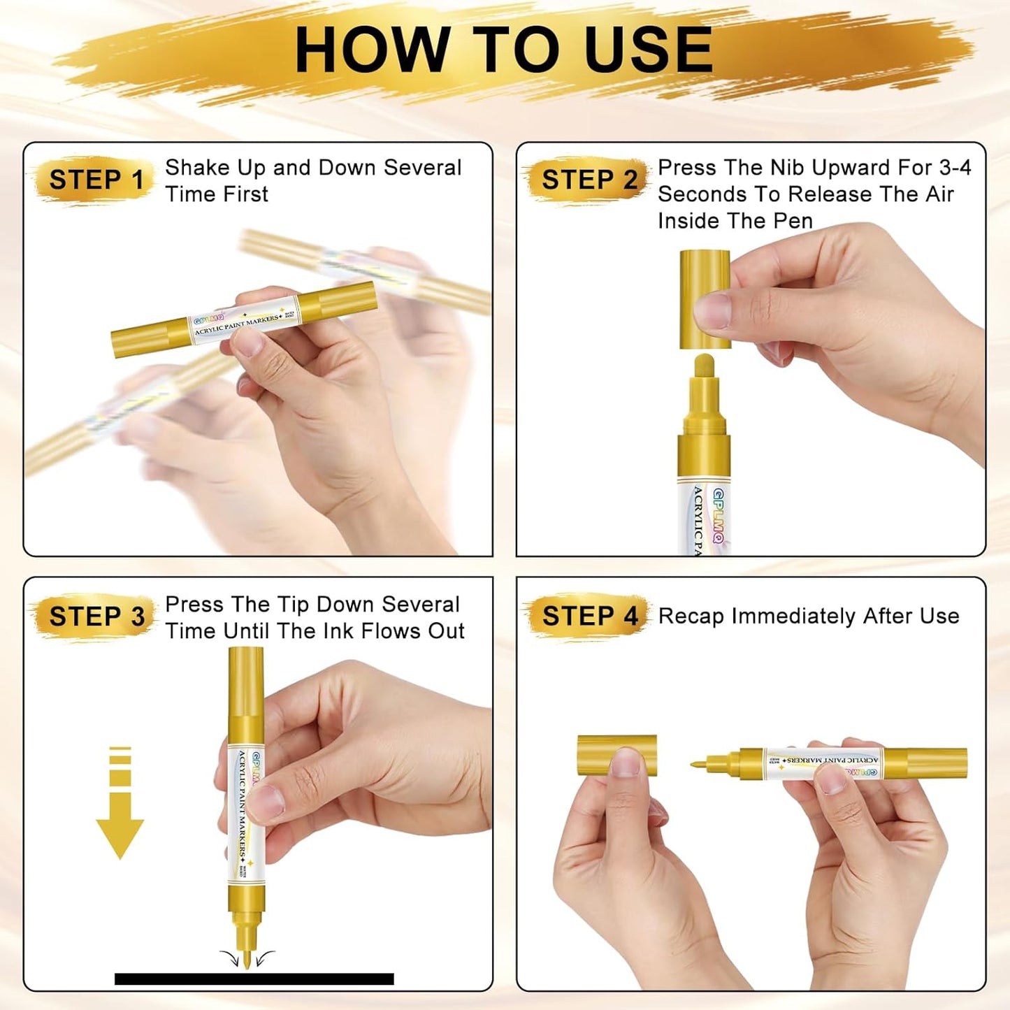 Paint Markers Paint Pens - 2 Pack Dual Tip Acrylic Permanent Marker (0.7mm & 3mm), Non-Toxic, Water-Based for Art Painting, Stone, Ceramic, Glass, Wood, Fabric, Metal, DIY Crafts (White)