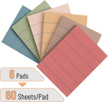 Mr. Pen- Lined Sticky Notes, 3" x 3", 12 Pads, 60 Sheets/Pad, Morandi Color, Bulk Sticky Notes with Lines, Ruled Post Stickies, Memo Pads, Self-Stick Note Pad for Office, School, Home, Study