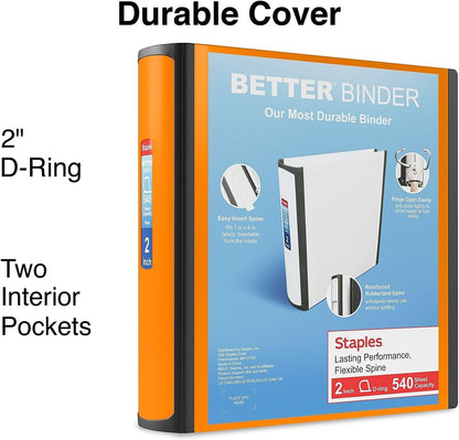 Staples Better Binder 2-Inch D-Ring View Binder, Reinforced Spine, Holds Up to 540 Sheets, Teal, for Office & School