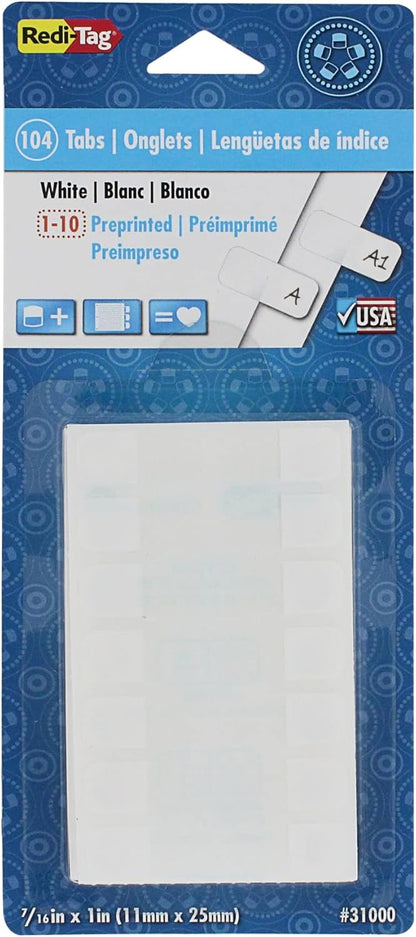 Redi-Tag, RTG31010, Permanent Stick Write-On Index Tabs, 416 / Pack, White, (Pack of 1)