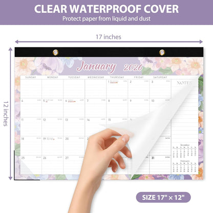 2026 Desk Calendar, Large Desktop/Wall Monthly Calendar (Jan. 2026 - Jun. 2027) 17'' x 12'' School Year Desk Planner for Teacher Family School Office Supplies