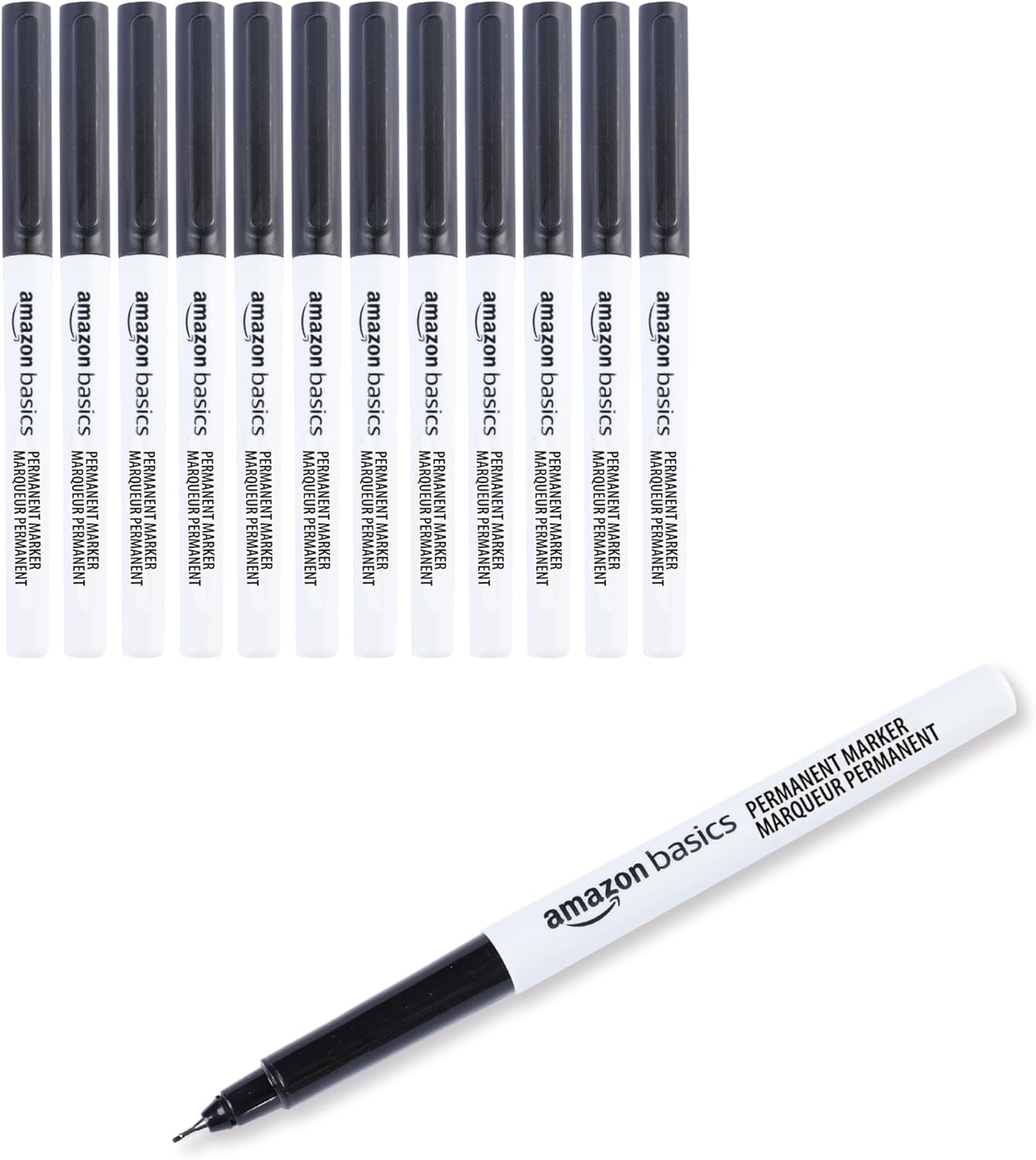 Amazon Basics Ultra Fine Point Permanent Markers for Drawing, Writing and Doodling, Quick Drying, Fade Resistant, Black, 24-Pack