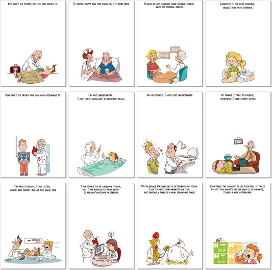 Fuutreo 12 Pcs Funny Notepads Novelty Note Pads with Medical Humor Passive Aggressive Funny Sticky Notes Medical Themed Notepads Sarcastic Memo Pads for Office Doctor Coworker Friends Gifts, 3" x 4"