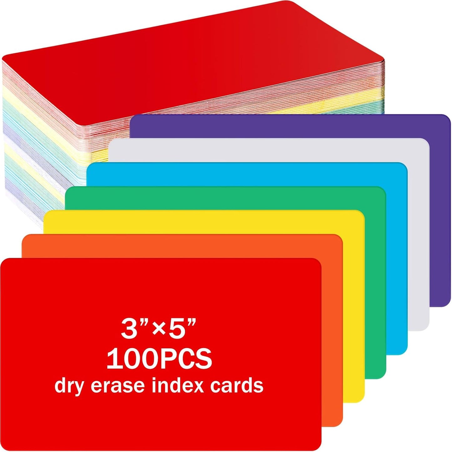 Harloon 100 Pcs Dry Erase Index Cards 3 x 5 Inch Laminated Reusable Dry Erase Note Cards Sheets for Office to Do List(White)