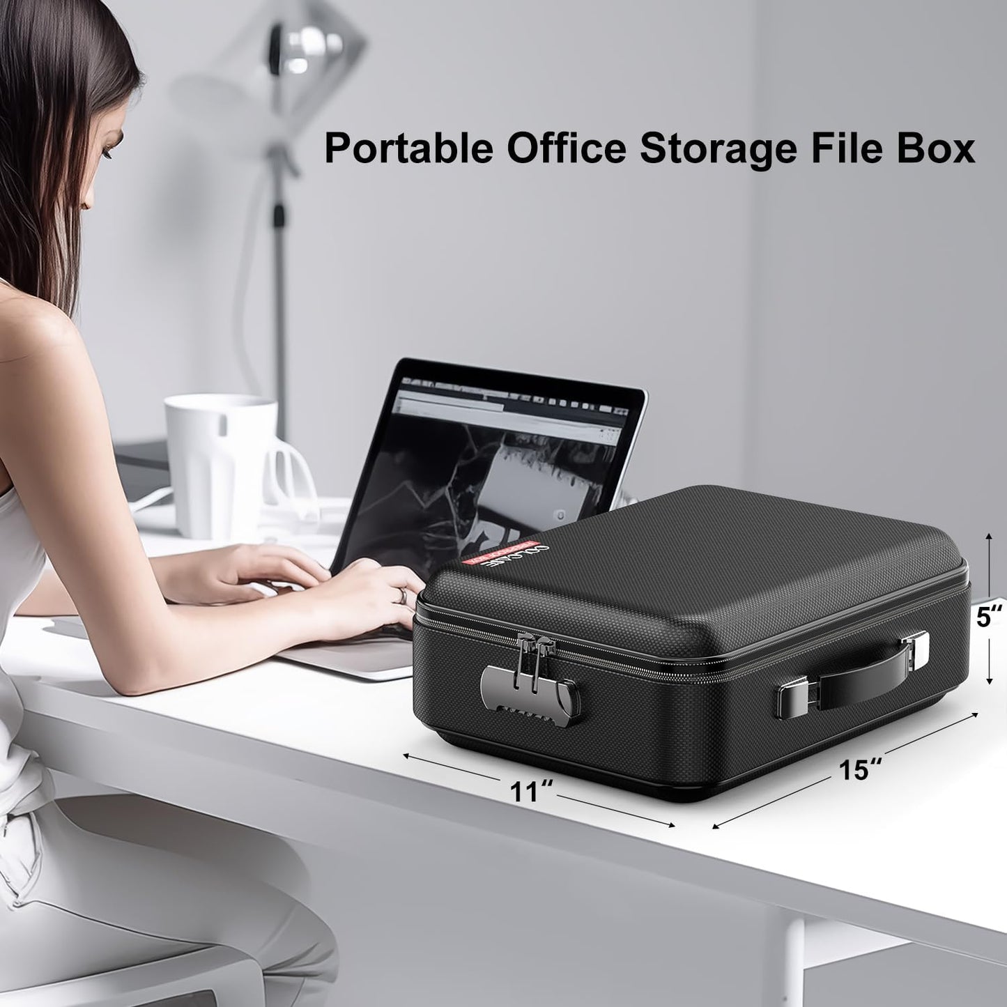 COLCASE Fireproof Document Box with Lock, Hard Fireproof Waterproof Box Creative Hard-Shell Design Fireproof Safe Box Document Organizer for Important Documents Certificates Laptop Passports Black