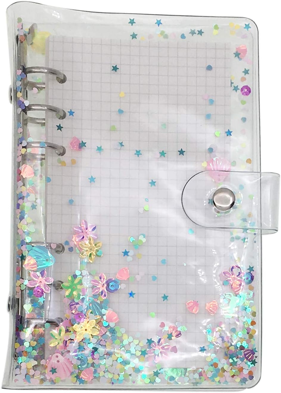 A6 A5 6-Holes Colorful PVC Cover Round Ring View Binder with Snap Button Closure File Folder for Loose Leaf Sheet Protectors Notebook Refill (Pink Daisy, A5 Mini Set) - Colors B