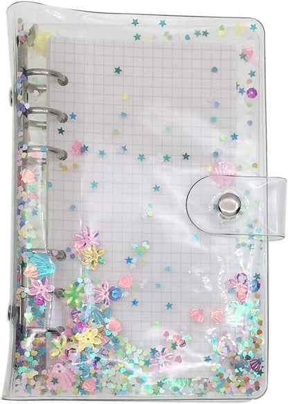 A6 A5 6-Holes Colorful PVC Cover Round Ring View Binder with Snap Button Closure File Folder for Loose Leaf Sheet Protectors Notebook Refill (Pink Daisy, A5 Mini Set) - Colors B