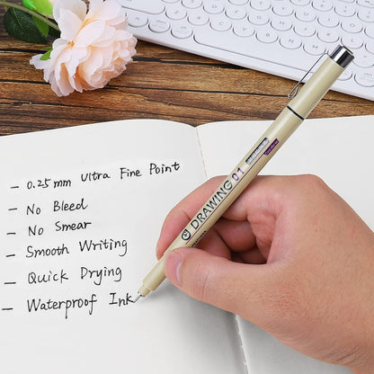 Muchcute Extra Fine Point Writing Pens:6 Black 0.25mm Ultra Thin Micron Pen 01 No Bleed Bible Journaling Study Supplies Annotation Smooth Waterproof Micro Line Tip Fineliner Gel Felt Ink Markers Stuff