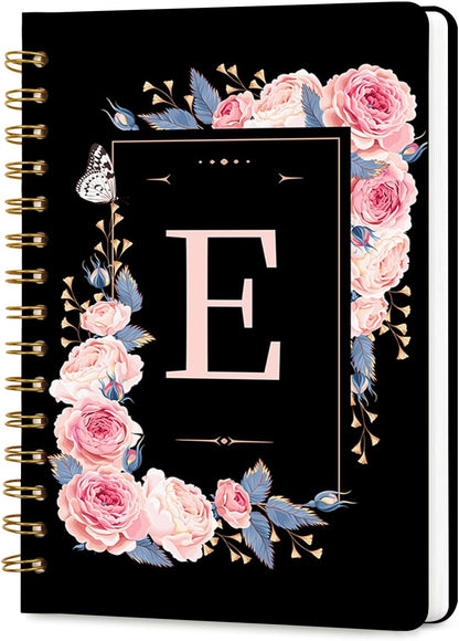 Lined Spiral Journal Notebook, A5 College Ruled Spiral Notebook for Women, Hardcover with Elegant Design for Work and Note-Taking, 5.5 * 8.25 inch, 160 Pages, Letter T