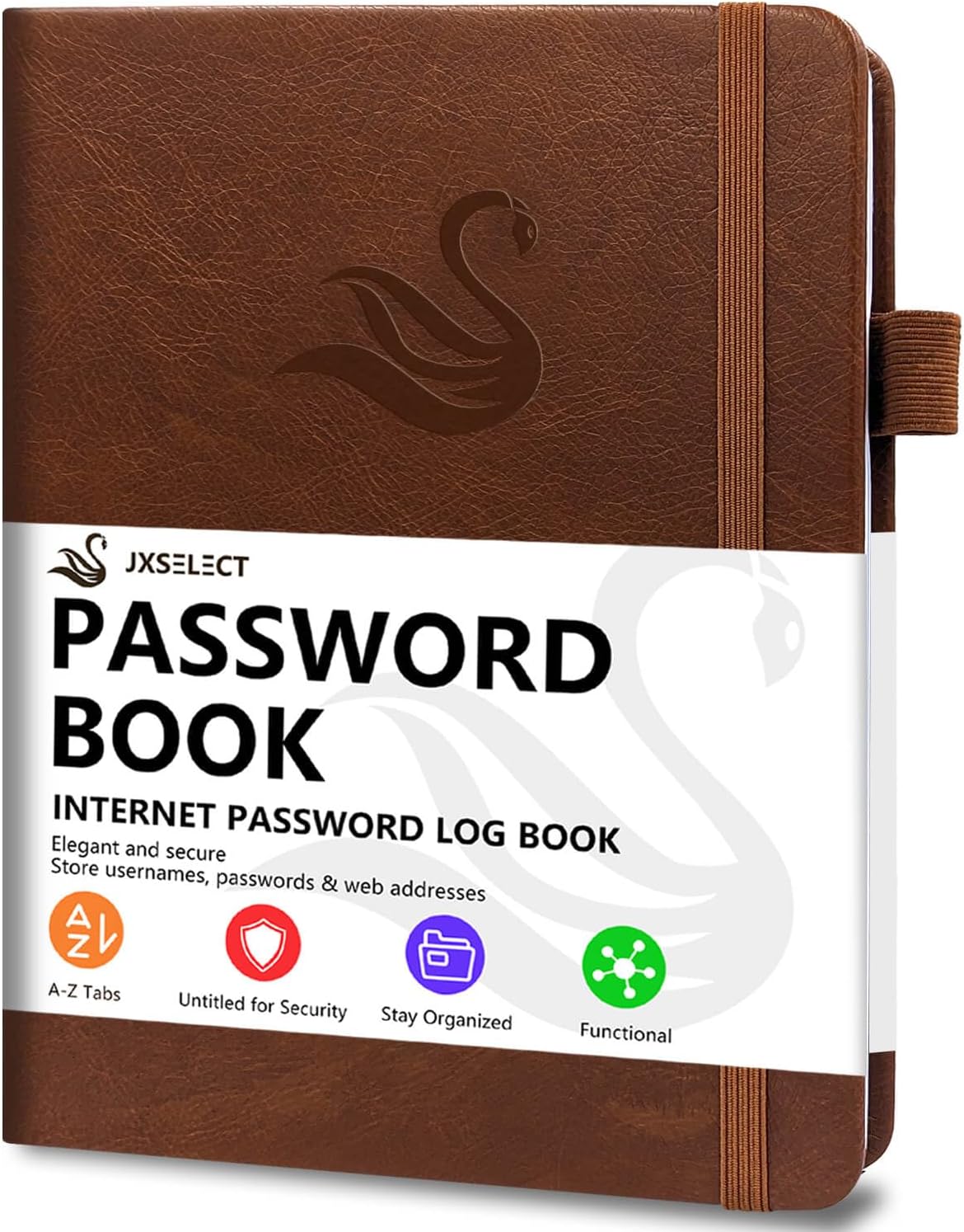 Elegant Password Book with Alphabetical Tabs - Hardcover Password Book for Internet Website Address Login - 5.2" x 7.6" Password Keeper and Organizer w/Notes Section & Back Pocket (Turquoise)