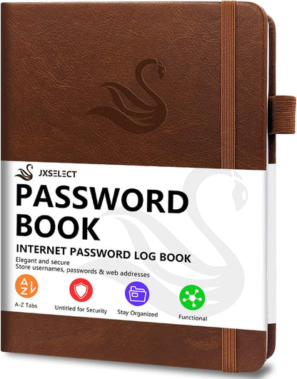 Elegant Password Book with Alphabetical Tabs - Hardcover Password Book for Internet Website Address Login - 5.2" x 7.6" Password Keeper and Organizer w/Notes Section & Back Pocket (Turquoise)