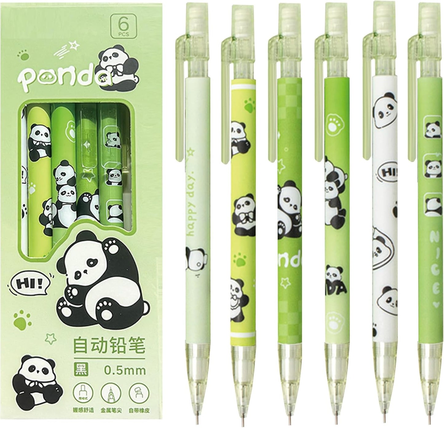 MOZXIRZ 4 Pcs Cute Mechanical Pencils with Top Eraser 0.5mm Cartoon Space Mechanical Pencil School Pencil for Women (6pcs Space)