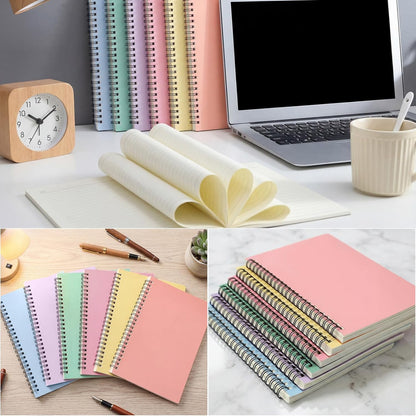 Leelosp 12 Pack Small Spiral Notebook Lined Spiral Journal College Ruled Notebook Wire Bound Kraft Cover, 120 Pages for Work (Multicolor,5.5 x 8.3 Inch)