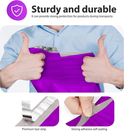 Fuxury Poly Mailers 10x13 Inch 50 Pcs, Waterproof Shipping Bags for Clothing, Strong Adhesive Shipping Envelopes for Small Business Suppliers, Self Seal Mailers Poly Bags Mailing Envelopes Purple