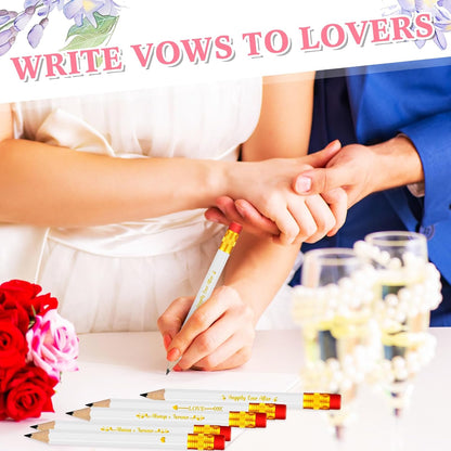 Crtiin 50 Pcs Bridal Shower Pencils Half Golf Wedding Pencils with Eraser 4 Inch Short Pocket Pre Sharpened for Wedding Game Bridal Shower Presents Classroom School(Wood Color)
