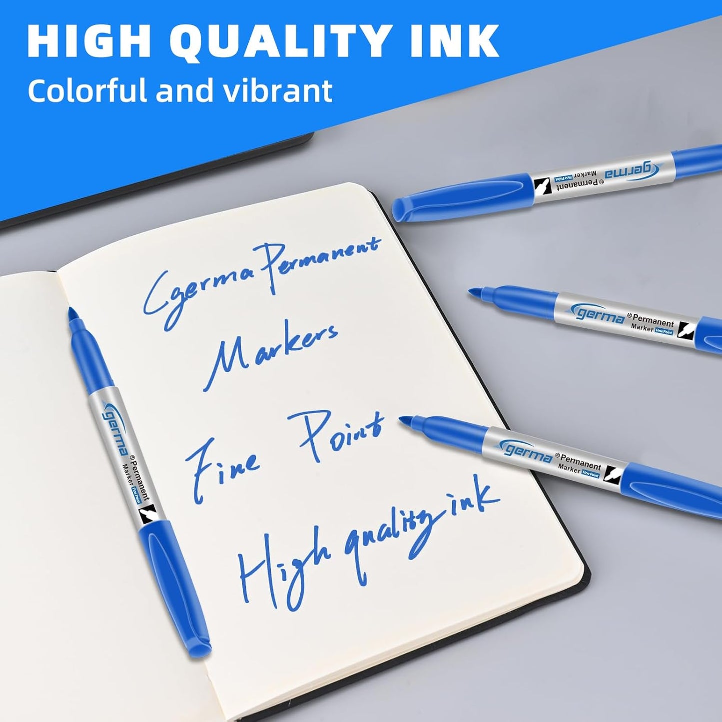 Cgerma Ultra Fine Point Permanent Markers Black, 18 Pack Ultra Fine Tip Markers, Waterproof, Quickly Dry, No bleed, Works on Plastic, Wood,Stone, Metal and Glass for School Office Home