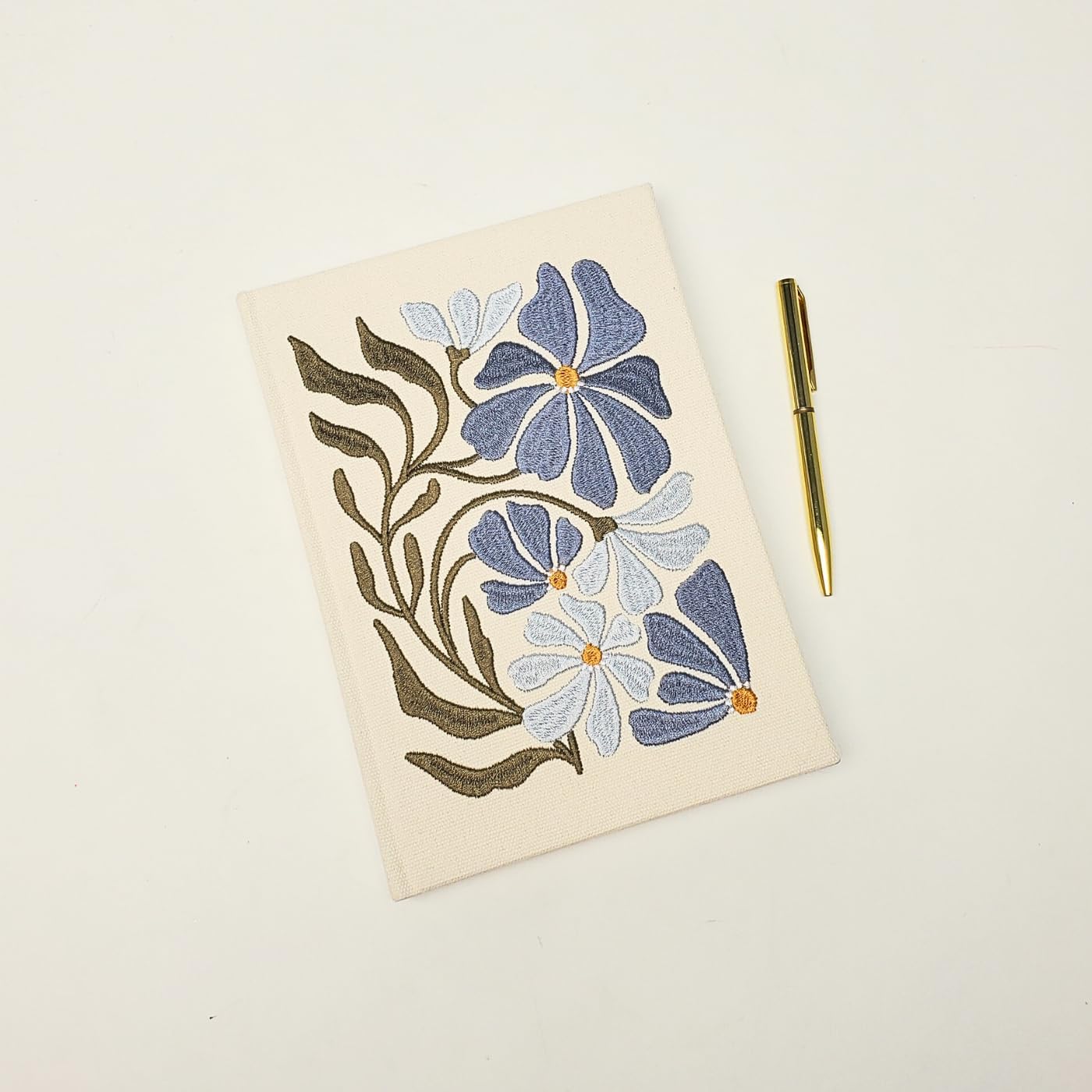 Lady Jayne Embroidered Canvas Hardcover Journal with 192 Lined Pages, 6” x 8.5” – Flower Market Poppy (83289)