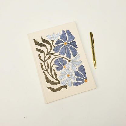Lady Jayne Embroidered Canvas Hardcover Journal with 192 Lined Pages, 6” x 8.5” – Flower Market Poppy (83289)