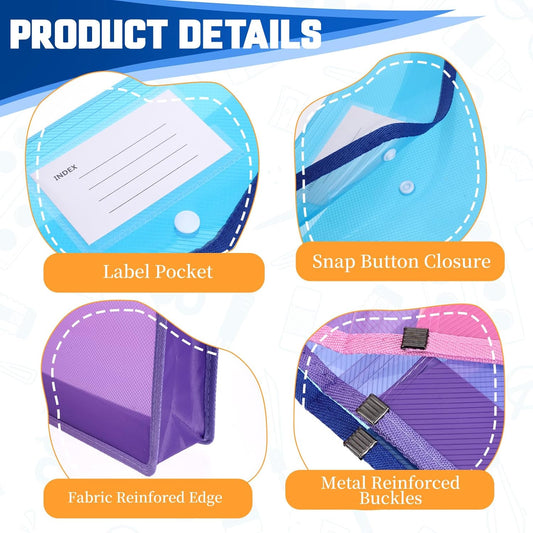 10 Pcs Clear Expanding File Folder, 13" x 10" Letter Size Waterproof Plastic Expanding Document Folders Transparent Document Holder Box Receipt Filing Organizer - 9 Colors