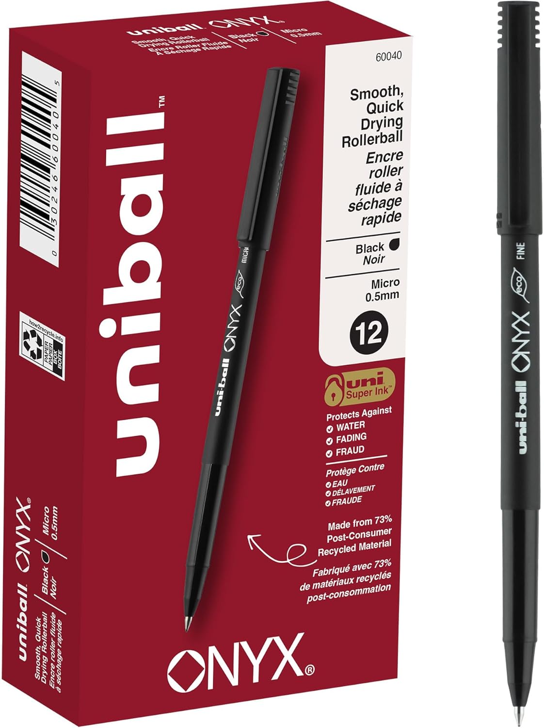 uniball Roller Rollerball Pens, Micro Point (0.5mm), Blue, 12 Pack