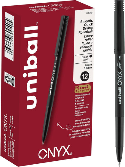 uniball Roller Rollerball Pens, Micro Point (0.5mm), Blue, 12 Pack