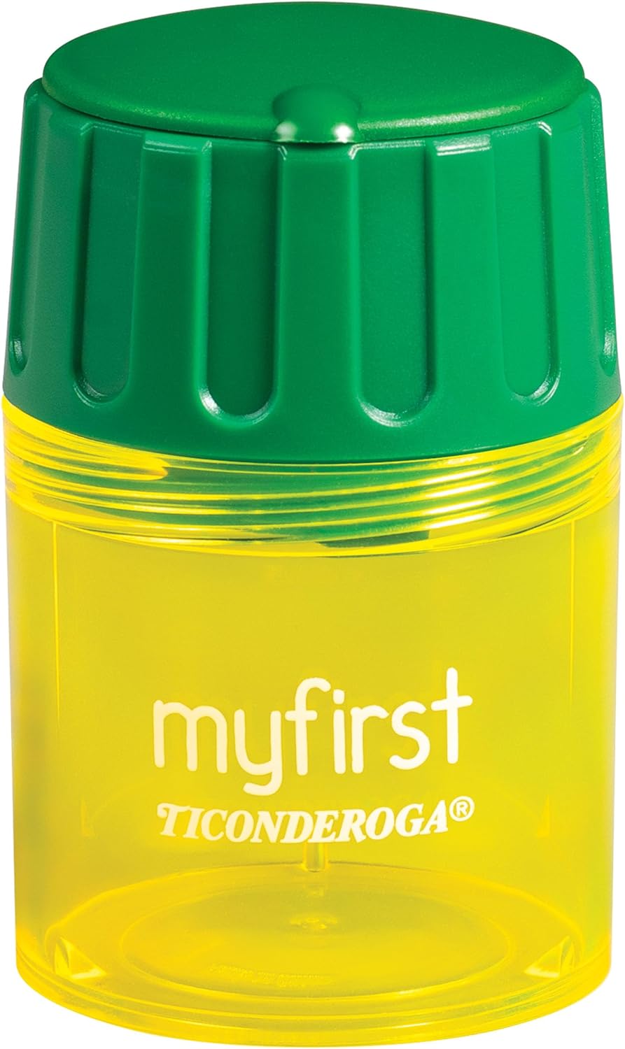 Ticonderoga My First Pencil Sharpener, 1 Hole, Large Barrel, Yellow/Green