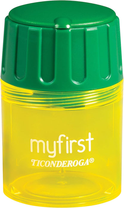 Ticonderoga My First Pencil Sharpener, 1 Hole, Large Barrel, Yellow/Green