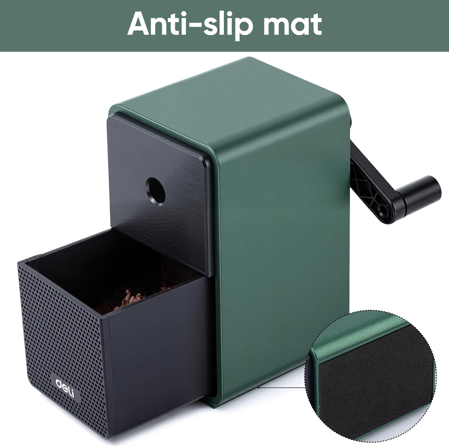 Deli Manual Pencil Sharpener - Auto-in Hand Crank with Adjustable Point for Colored Pencils, Kids, Students, Classroom, Home and Office, Brown