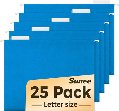 SUNEE Hanging File Folders, 25 Pack Letter Size Hanging File Folders with 1/5-Cut Tabs, Ideal for Home and Office Organization and Papers Classification,Yellow