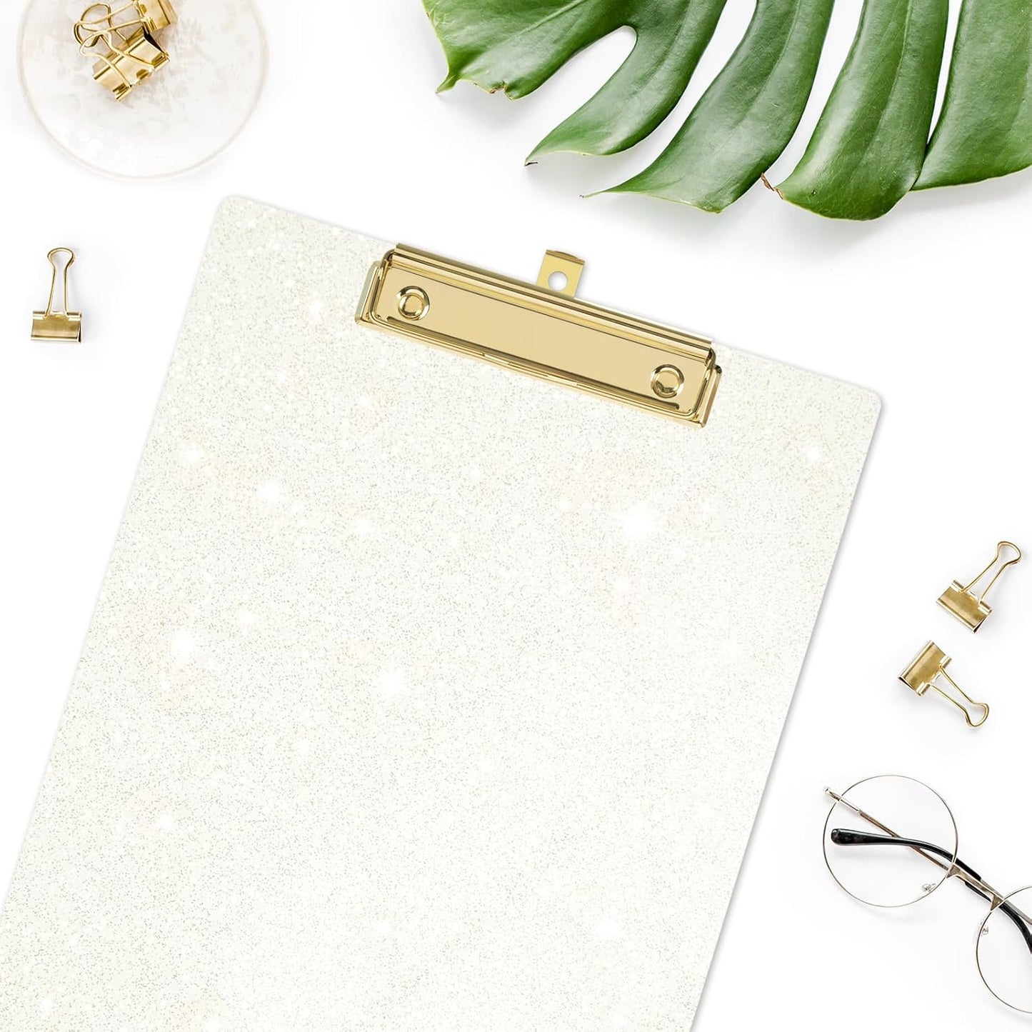 Rimilak Acrylic Glitter Clipboards, Sparkly Board with Low Profile Gold Clip, Designed for Classroom School and Office Use, A4 Letter Size 9 x 12.5 in, Pink