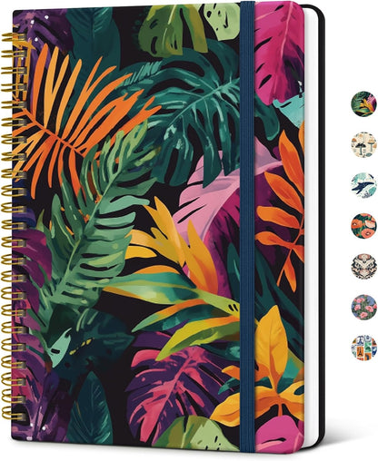 Taja Lined Spiral Journal Notebook for Women, A5 Cute College Ruled Hardcover Notebook for Work & Note Taking, Pretty Journal for Writing, 140 Pages, Flower Garden