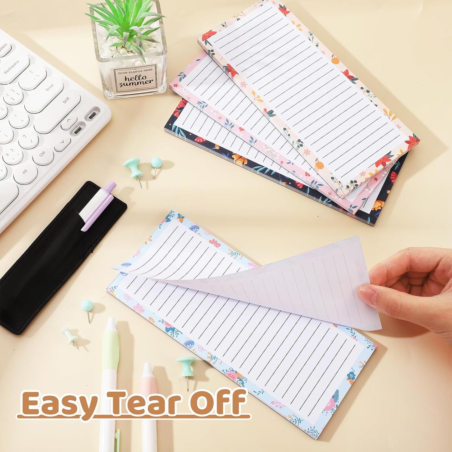 Thboxes 4 Pack Magnetic Note Pad for Fridge with Pen Holder, Totally 200 Sheets Grocery List Magnet Pad for Refrigerator Magnetic Shopping List Pad（Fruit Design）