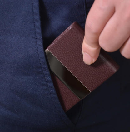 Business Card Holder with Ultra Slim Design,Business Card Case with Premium PU Leather,Suit Pocket Metal Card Holder for Women/Men,Professional Name Card Holder with Magnetic Shut (Black1)