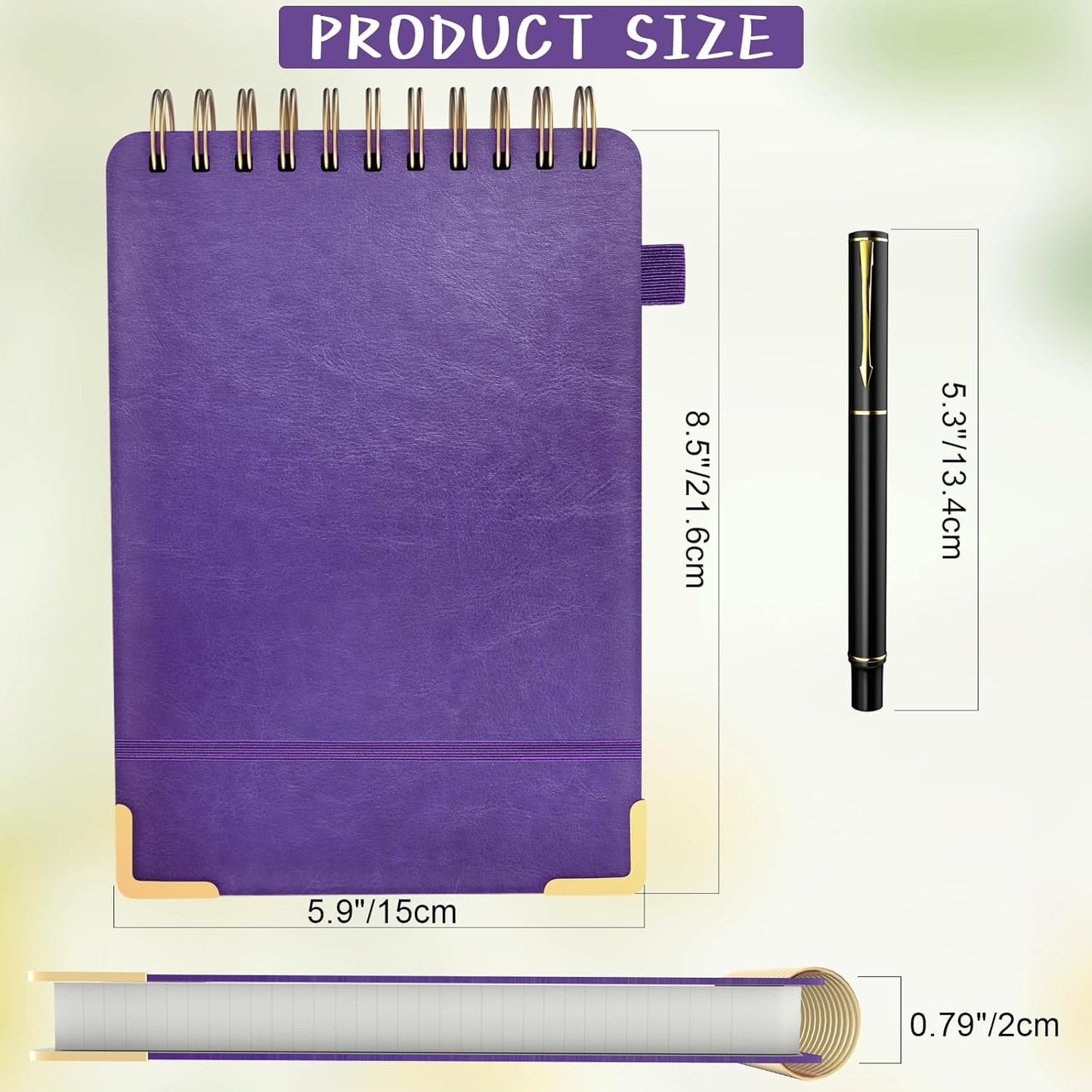 A5 Top Spiral Notebook, Large Leather Hardcover Top Bound Steno Pads, 240 Pages 100 gsm Thick Lined Paper Left Handed Notebook Journal for Work, School, Meeting Writing - Brown, 5.9" x 8.5"