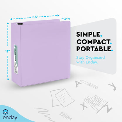 Enday 1.5 Inch Binder, Green - 1.5 Inch 3 Ring Binder, Round Ring Pastel with Clear View Cover for Letter Size 8.5 x 11'' Paper & 2 Inside Pockets, Ideal for School Supplies, Office, and Home