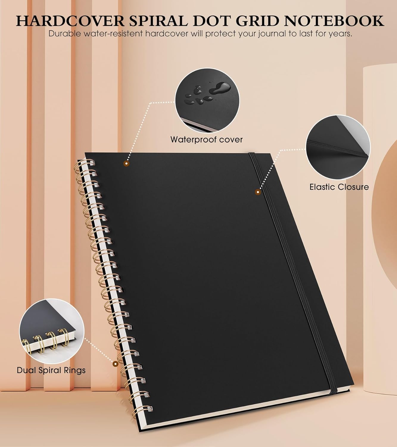 Spiral Notebook Journal 8.5” x 11”, A4 Large Pink Notebooks for Women Men, College Ruled Lined Journal, 100 GSM Paper, Plastic Hardcover Spiral Bound Journals for Work School Note Taking Business