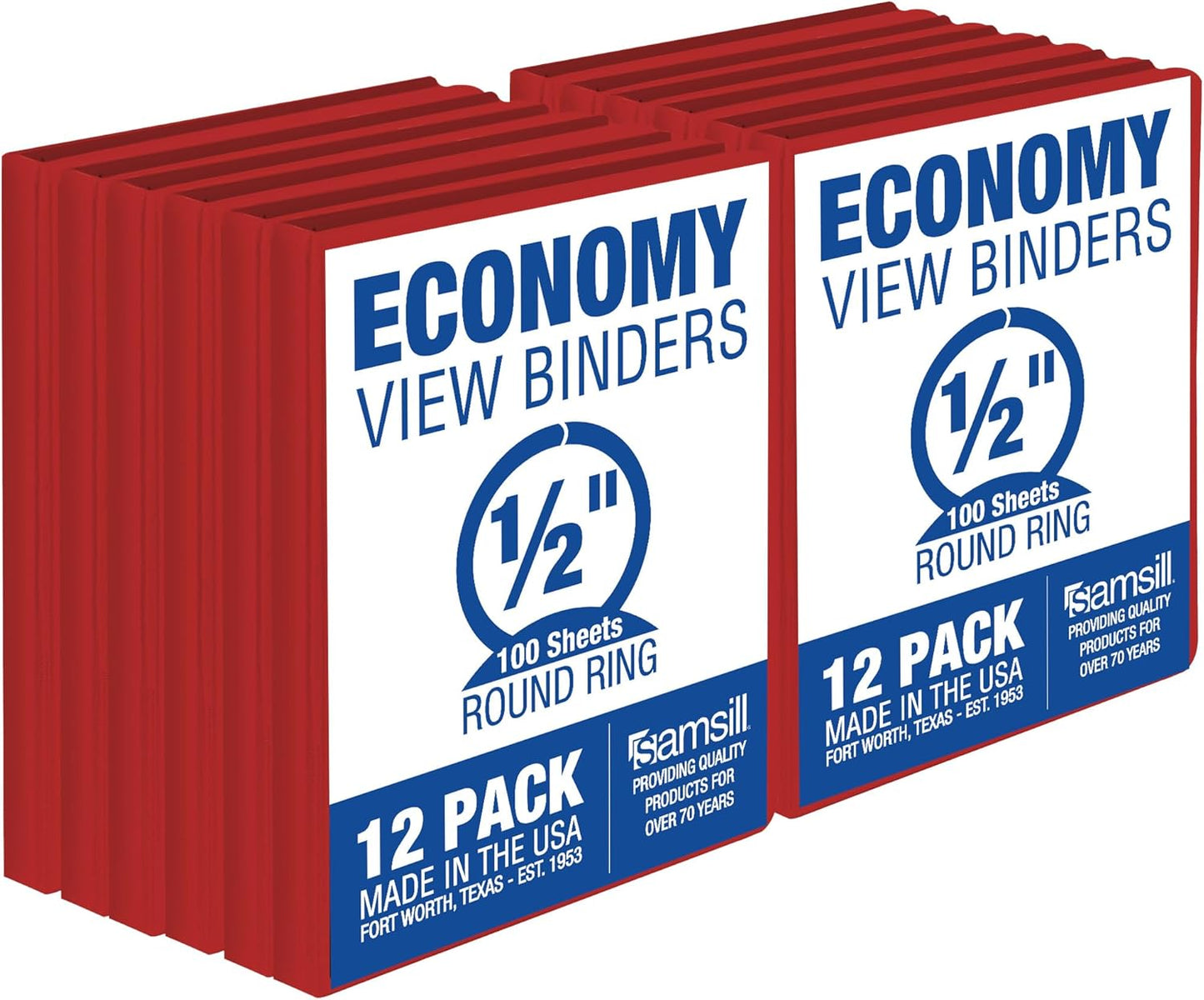 Samsill 1.5 Inch 3 Ring Binders, Economy Round Ring, Clear View Cover, 325 Sheet Capacity - for School, Home, Office - White, 4 Pack