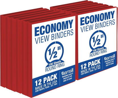 Samsill 1.5 Inch 3 Ring Binders, Economy Round Ring, Clear View Cover, 325 Sheet Capacity - for School, Home, Office - White, 4 Pack
